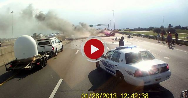 Car Crashes Into Semi, Explosion