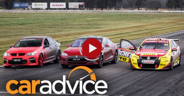 Tesla Model S V Holden V8 Supercar V Walkinshaw HSV GTS Drag Race