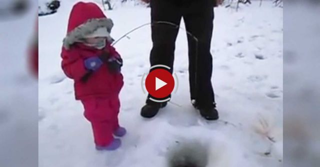 Cute Baby Girl Catches Her First Fish In Alaska