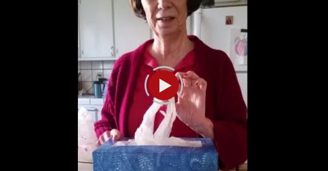 Lady Stores Plastic Grocery Bags So They Pop Up In Tissue Box