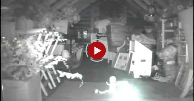 Ghost Plays With Flashlight In Attic