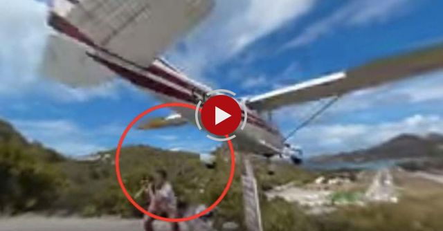 Landing Plane Nearly Hits Tourist