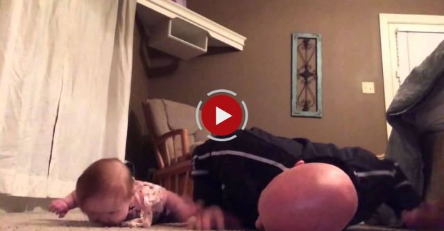 Baby Daughter And Father Workout Is The Cutest Thing You'll See Today