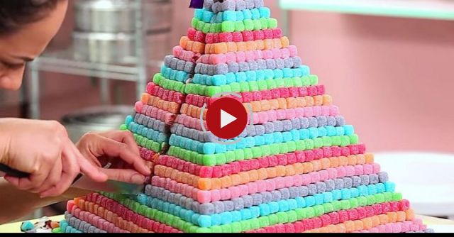 How To Make A PYRAMID CAKE With A Surprise Inside! 6 Different Cake Colors & Chocolate Ganache!