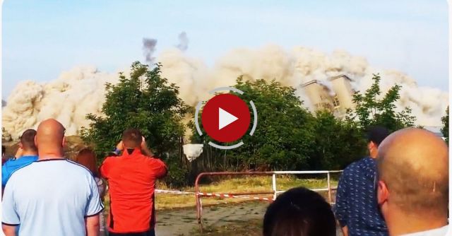 Flying Demolition Debris Nearly Hits Spectators