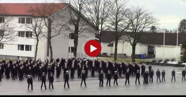 Naval Officers Break Formation And Stand In A Line. Now Watch Their Feet When They Hear The Cue