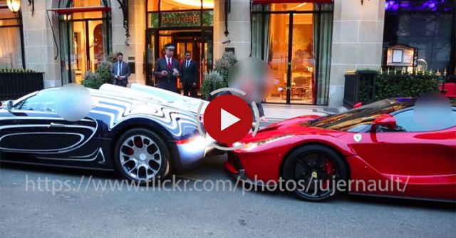 Bugatti Accidentally Hits Ferrari And Drives Off